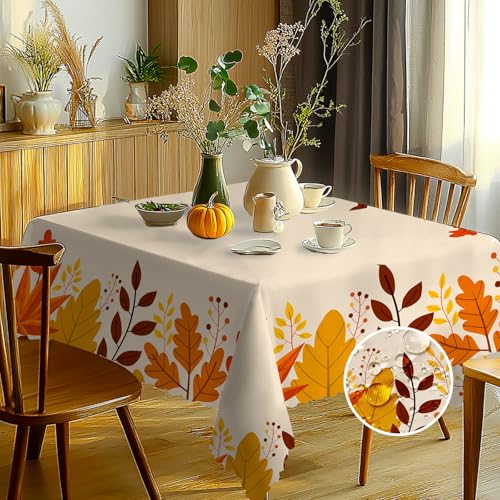 Herbst Tischdecke Abwaschbar Rechteckig Ahornblatt Gartentischdecke Fleckschutz Wasserdicht Tischtuch Pflegeleicht Outdoor Tischdecken für Küche, Esstisch, Party, Abendessen 110x140cm von Chicnix