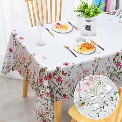 Tischdecke Abwaschbar Rechteckig Florals Garten Tischdecken Fleckschutz Tischwäsche Wasserdicht Tischtuch für Draußen Esszimmer, Küche, Garten, Party, Hochzeiten oder Haushalt 110x140cm von Chicnix