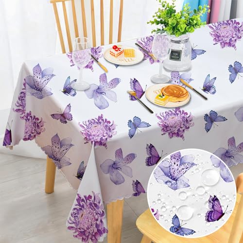 Tischdecke Abwaschbar Rechteckig Florals Gartentischdecke Fleckschutz Wasserdicht Tischtuch Pflegeleicht Outdoor Tischdecken für Küche, Esstisch, Couchtisch, Party, Abendessen 110x140cm von Chicnix