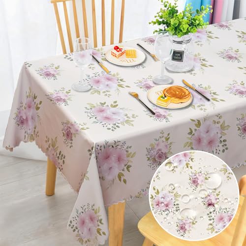 Tischdecke Abwaschbar Rechteckig Florals Gartentischdecke Fleckschutz Wasserdicht Tischtuch Pflegeleicht Outdoor Tischdecken für Küche, Esstisch, Couchtisch, Party, Abendessen 110x140cm von Chicnix