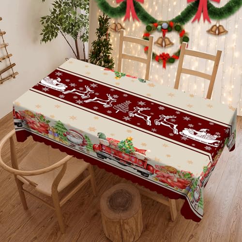 Weihnachten Tischdecke Abwaschbar Rechteckig Weihnachtsbaum Gartentischdecke Fleckschutz Wasserdicht Tischtuch Pflegeleicht Outdoor Tischdecken für Küche Esstisch Party Dekor 110x140cm von Chicnix