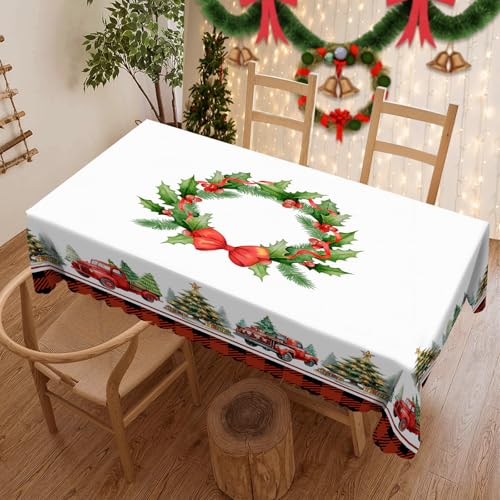 Weihnachten Tischdecke Abwaschbar Rechteckig Weihnachtsbaum Gartentischdecke Fleckschutz Wasserdicht Tischtuch Pflegeleicht Outdoor Tischdecken für Küche Esstisch Party Dekor 110x140cm von Chicnix