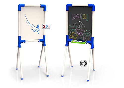 Chicos - Junior Blackboard | 2 in 1 Reversible Whiteboard für Marker und Kreide, Inklusive Marker, Kreide und Radiergummi, ab 3 Jahren, 37 X 32,5 X 98 cm (53029) von Chicos