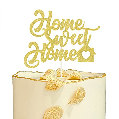 Tortenaufsatz mit Aufschrift "Home Sweet Home", goldfarben, glitzernd von ChienMin