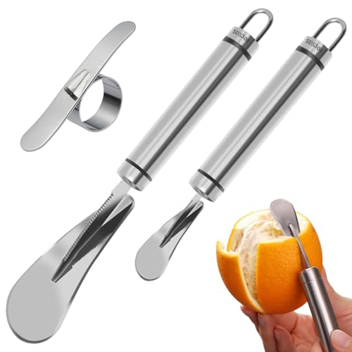 3 Stück Orangenschäler, Zestenschneider Reibe Slicer Cutter Schäler Entferner Küchenschäler, Kreativschäler Edelstahl Fruchthaut Entferner Zitrus Grapefruit Schäler Orange Opener von Chihutown