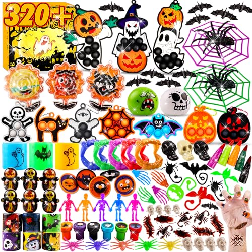 ChildFun 320 Stück Halloween-Partygeschenke für Kinder, Schatzkisten-Spielzeug für Klassenzimmerpreis, Fidget-Spielzeug, Geschenktütenfüller, Halloween-Geschenke für Kinder, Pinata-Füller, von ChildFun