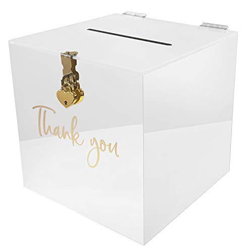 Chili Originals Acryl Geschenk Karten Box für Hochzeit | Wishing Well Wedding Card Box | Geldbox mit Herz Schloss | Briefbox für Gast Geschenke, Danke Karten, Glückwünsche | Deko Briefkasten (Weiß) von Chili Originals