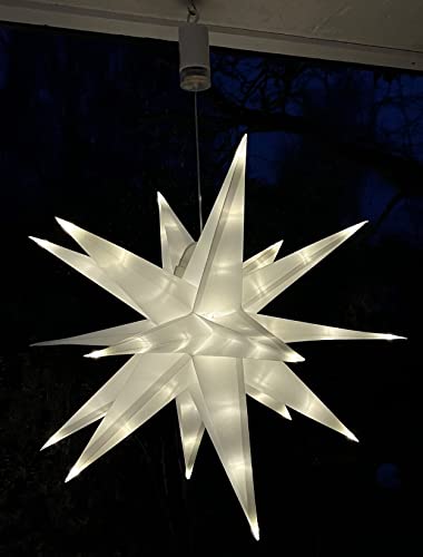 ChiliTec Weihnachtsstern Sternleuchte 56cm Außen mit Timer Batterie 4xAA - Stern Weihnachten Advent Led beleuchtet batteriebetrieben Xmas Dekoration zum Hängen XXL Licht Warmweiß von ChiliTec