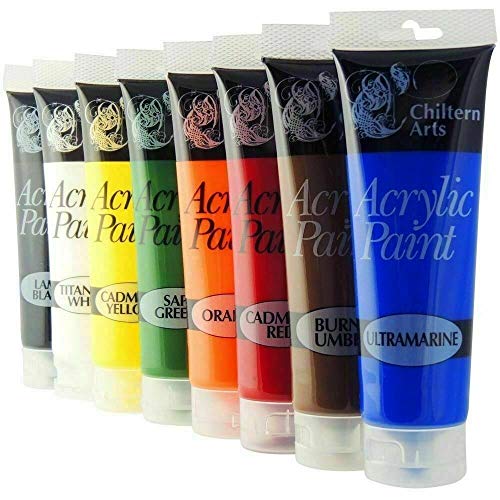 Chiltern Arts Acrylfarbe, 8 Tuben mit verschiedenen Farben, 120 ml Tuben von Chiltern Wove