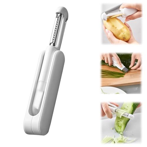 3 in 1 Multifunctional Rotary Paring Knife,2 pcs Sparschäler, Multifunktionaler Gemüseschäler Kann Schälen Würfeln Reiben und in Scheiben Schneiden, Kartoffelschäler für Obst und Gemüse von Chingcoo