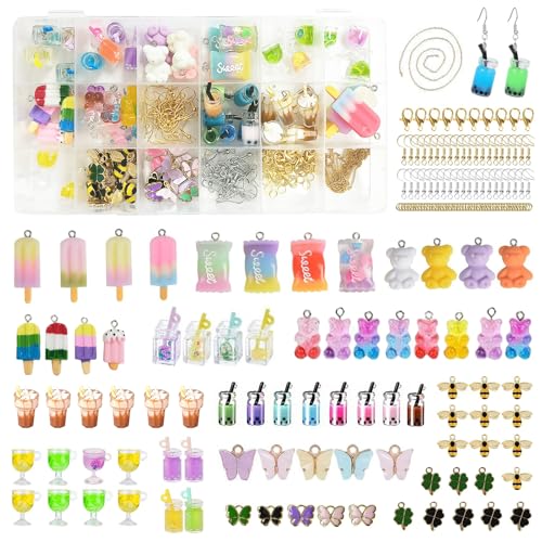 Chingcoo 245PCS Ohrringe Selber Machen Set,Bubble Tea Anhänger, Ketten Selber Machen Set, Freundschaftsarmbänder Selber Machen, Schmuck Selber Machen Set, Für Armbänder, Halsketten Und Bastelarbeiten von Chingcoo