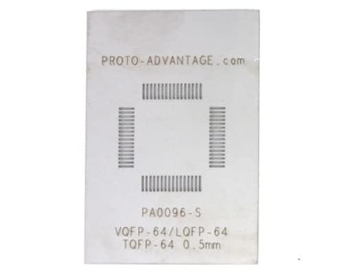 Proto-Advantage PA0096-S VQFP-64/LQFP-64/TQFP-64 (0,5 mm Teilung, 10 x 10 mm Körper) Edelstahl-Schablone von Chip Quik