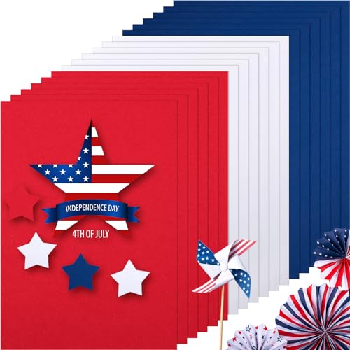 Cholemy Patriotisches farbiges Kartonpapier, 21,6 x 27,9 cm, rot, blau, weiß, 160 g/m², rotes Kartonpapier für den 4. Juli, Basteln, Unabhängigkeitstag, DIY, Basteln, Grußkarte, Einladungskarte, 300 von Cholemy