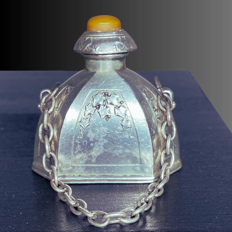 1900S/Antique Ivy Perfume Flask Made in France Art Nouveau Jugendstil Silver Plated von Choliba