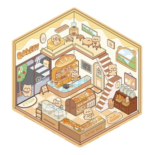 3d Aufkleber Szene 3d Diy Fun Stickers Scene Make Your Own Supermarket 3d Building House Set Cute Handwerk Dekoration Dekorative Miniaturhaus Die Mit Hausszenen Hausaufkleber Machen Sie (4 Stück,1) von ChongKuan