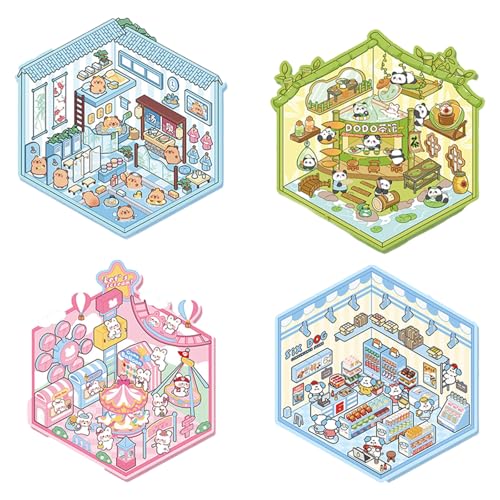 4 Sets Diy 3d House Stickers Haus Aufkleber Make Scenes for Hausaufkleber Fun Adults Miniature Zum Selbermachen Di-y (5) von ChongKuan