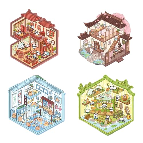 4 Sets Diy 3d House Stickers Make Sets Haus Aufkleber Scenes for Hausaufkleber Fun Adults Miniature Zum Selbermachen Di-y (2) von ChongKuan