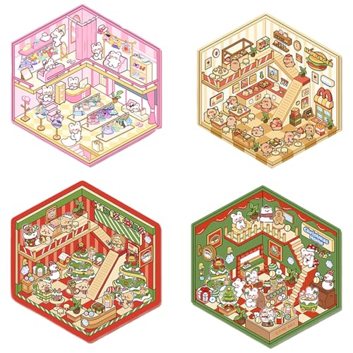 4 Sets Diy 3d House Stickers Make Sets Haus Aufkleber Scenes for Hausaufkleber Fun Adults Miniature Zum Selbermachen Di-y (7) von ChongKuan