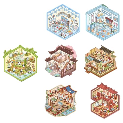 7 Sets Diy 3d Haus Aufkleber House Stickers Make Scenes for Hausaufkleber Fun Adults Miniature Zum Selbermachen Di-y (3) von ChongKuan