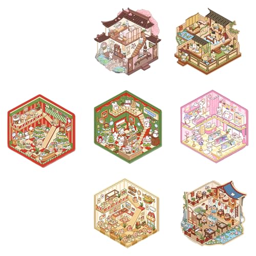 7 Sets Diy 3d House Stickers Make Sets Haus Aufkleber Scenes for Hausaufkleber Fun Adults Miniature Zum Selbermachen Di-y (2) von ChongKuan