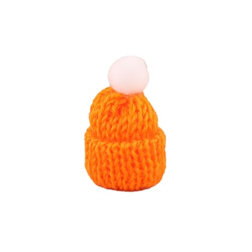 ChongKuan 200 Stück Mini Mützchen Für Sorgenwürmchen Weihnachtsmützen Mützen Zum Basteln Kleine Und Hüte Basteldekoration Puppe Gestrickt Ornamente Strickmützen Weihnachten (22-Orange) von ChongKuan