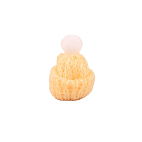 ChongKuan 200 Stück Mini Mützchen Für Sorgenwürmchen Weihnachtsmützen Mützen Zum Basteln Kleine Und Hüte Basteldekoration Puppe Gestrickt Ornamente Strickmützen Weihnachten (26-beige) von ChongKuan