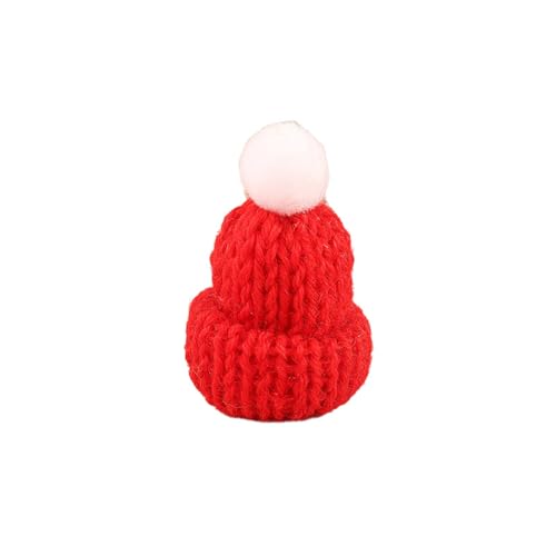 ChongKuan 200 Stück Mini Mützchen Für Sorgenwürmchen Weihnachtsmützen Mützen Zum Basteln Kleine Und Hüte Basteldekoration Puppe Gestrickt Ornamente Strickmützen Weihnachten (4-rot) von ChongKuan