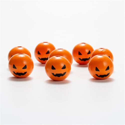 ChongKuan 20mm Halloween Holzperlen Runde Wooden Beads Wood Holzkugeln Holzkugeln Mit Gesicht for DIY Making Halloween (2,100 Stück) von ChongKuan