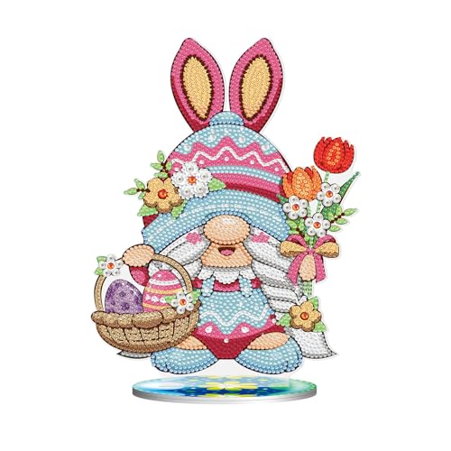 ChongKuan 5d Diamant Painting Tisch Deko Easter Diamonds Kits 5d Diy Diamond Ornamente Tischdeko Kaninchen Ostern Malerei Bunny Ostereier Osterhase Set Neuheiten Zum Hinstellen (5) von ChongKuan