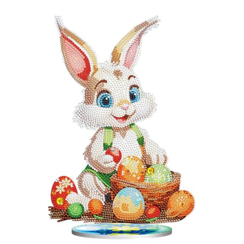 ChongKuan Diy Easter Diamonds Painting Kits 5d Diamond Ornamente Tischdeko 5d Diamant Tisch Deko Kaninchen Ostern Malerei Bunny Ostereier Osterhase Set Neuheiten Zum Hinstellen (3) von ChongKuan