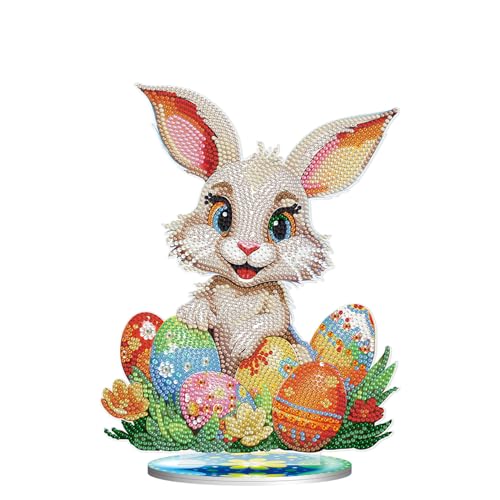 ChongKuan Diy Easter Diamonds Painting Kits 5d Diamond Ornamente Tischdeko 5d Diamant Tisch Deko Kaninchen Ostern Malerei Bunny Ostereier Osterhase Set Neuheiten Zum Hinstellen (4) von ChongKuan