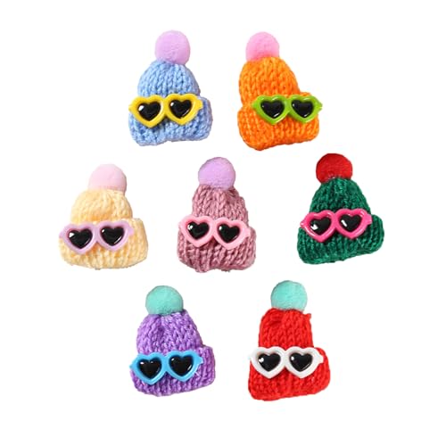 ChongKuan Mini Mützchen Für Sorgenwürmchen Weihnachtsmützen Mützen Zum Basteln Kleine Und Hüte Basteldekoration Puppe Gestrickt Ornamente Strickmützen Weihnachten (Sonnenbrille,100 Stück) von ChongKuan