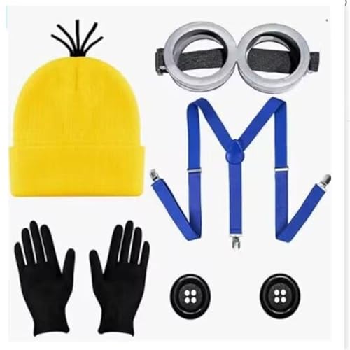 ChongKuan Minion Kostüm Erwachsene Minions Brille Mütze Gelbe Damen Herren Faschingskostüme Zubehör (1) von ChongKuan