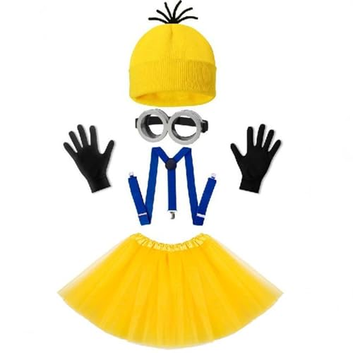 ChongKuan Minion Kostüm Erwachsene Minions Brille Mütze Gelbe Damen Herren Faschingskostüme Zubehör (4) von ChongKuan