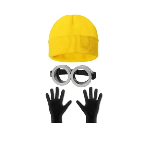 ChongKuan Minion Kostüm Erwachsene Minions Brille Mütze Gelbe Damen Herren Faschingskostüme Zubehör (6) von ChongKuan