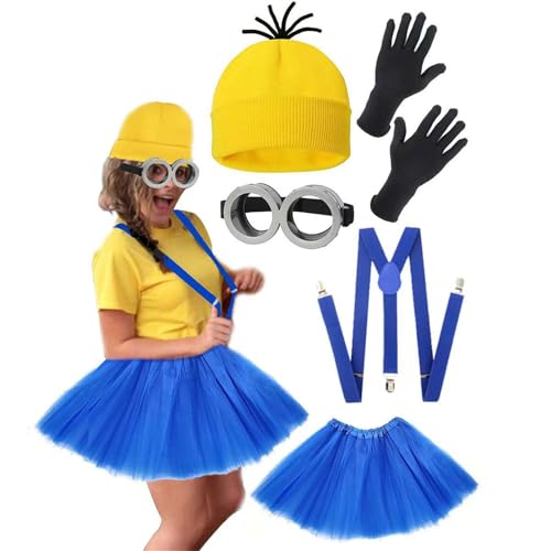 ChongKuan Minion Kostüm Minions Erwachsene Brille Mütze Gelbe Damen Herren Faschingskostüme Zubehör (11) von ChongKuan