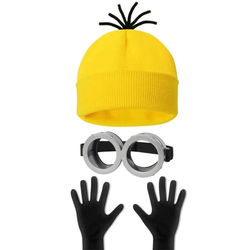 ChongKuan Minion Kostüm Minions Erwachsene Brille Mütze Gelbe Damen Herren Faschingskostüme Zubehör (5) von ChongKuan