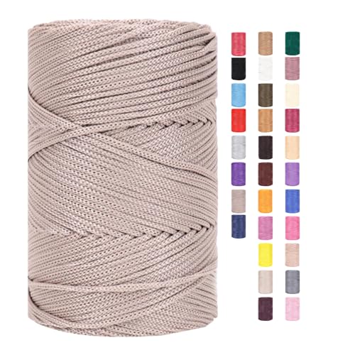 ChongKuan Rope Garn 3mm X 225m Zum Häkeln Makramee Taschen Baumwollschnur Polyester Bäckergarn Baumwollkordel Macrame Cord Baumwollgarn Baumwollfaden Geflochten Textilgarn Körbe Easy Yarn (2,2 Stück) von ChongKuan