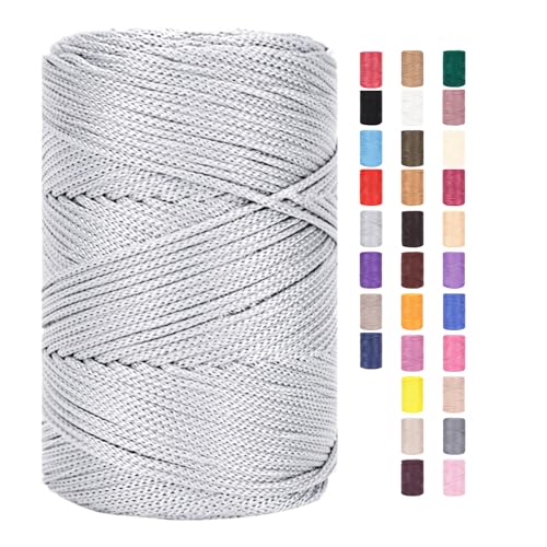 ChongKuan Rope Garn 3mm X 225m Zum Häkeln Makramee Taschen Baumwollschnur Polyester Bäckergarn Baumwollkordel Macrame Cord Baumwollgarn Baumwollfaden Geflochten Textilgarn Körbe Easy Yarn (4,2 Stück) von ChongKuan