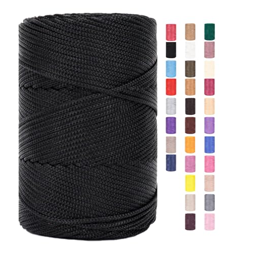 ChongKuan Rope Garn 3mm X 225m Zum Häkeln Makramee Taschen Baumwollschnur Polyester Bäckergarn Baumwollkordel Macrame Cord Baumwollgarn Baumwollfaden Geflochten Textilgarn Körbe Easy Yarn (6,1 Stück) von ChongKuan