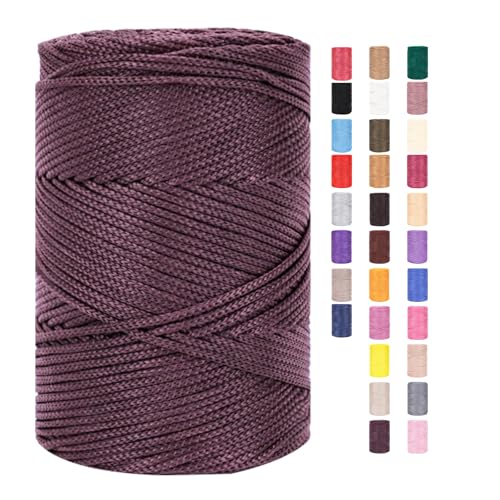 ChongKuan Rope Garn 3mm X 225m Zum Häkeln Makramee Taschen Baumwollschnur Polyester Bäckergarn Baumwollkordel Macrame Cord Baumwollgarn Baumwollfaden Geflochten Textilgarn Körbe Easy Yarn (9,1 Stück) von ChongKuan