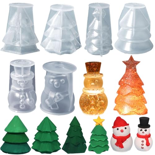 Gießform Weihnachten Silikonform Weihnachten Silikonformen Gießformen Weihnachten Stern Elch Gipsformen Zum Gießen Weihnachtsbaum Selber Machen Set Epoxidharz Kerzenformen Tannenbaum Kerzenhalter (F) von ChongKuan