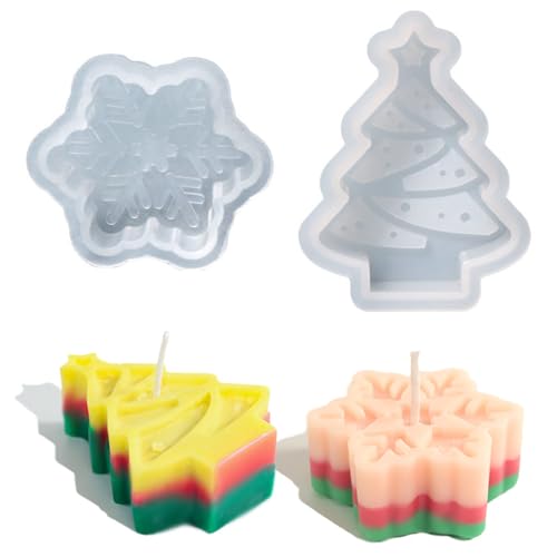 Gießform Weihnachten Silikonform Weihnachten Silikonformen Gießformen Weihnachten Stern Elch Gipsformen Zum Gießen Weihnachtsbaum Selber Machen Set Epoxidharz Kerzenformen Tannenbaum Kerzenhalter (D) von ChongKuan