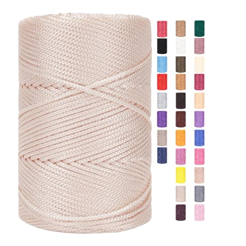 Makramee Garn 3mm X 225m Rope Zum Häkeln Taschen Baumwollschnur Polyester Bäckergarn Baumwollkordel Macrame Cord Baumwollgarn Baumwollfaden Geflochten Textilgarn Körbe Easy Yarn (10,1 Stück) von ChongKuan