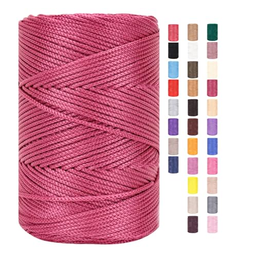 Makramee Garn 3mm X 225m Rope Zum Häkeln Taschen Baumwollschnur Polyester Bäckergarn Baumwollkordel Macrame Cord Baumwollgarn Baumwollfaden Geflochten Textilgarn Körbe Easy Yarn (23,1 Stück) von ChongKuan