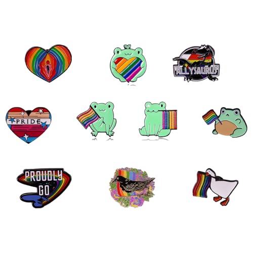 Pride Pin & Regenbogen Patch - 10er Set, Stilvolle LGBTQ-Accessoires Für Vielfalt Und Toleranz, Perfekt Für Individuelle Mode Und Ausdruck Von Unterstützung (A) von ChongKuan