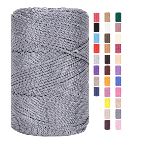 Rope Garn 3mm X 225m Zum Häkeln Makramee Taschen Baumwollschnur Polyester Bäckergarn Baumwollkordel Macrame Cord Baumwollgarn Baumwollfaden Geflochten Textilgarn Körbe Easy Yarn (14,1 Stück) von ChongKuan