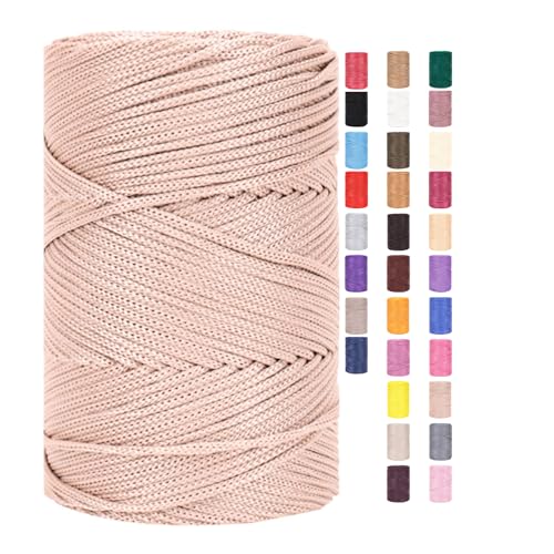 Rope Garn 3mm X 225m Zum Häkeln Makramee Taschen Baumwollschnur Polyester Bäckergarn Baumwollkordel Macrame Cord Baumwollgarn Baumwollfaden Geflochten Textilgarn Körbe Easy Yarn (15,1 Stück) von ChongKuan