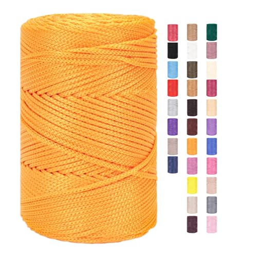 Rope Garn 3mm X 225m Zum Häkeln Makramee Taschen Baumwollschnur Polyester Bäckergarn Baumwollkordel Macrame Cord Baumwollgarn Baumwollfaden Geflochten Textilgarn Körbe Easy Yarn (17,1 Stück) von ChongKuan