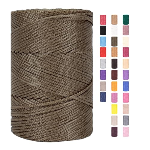 Rope Garn 3mm X 225m Zum Häkeln Makramee Taschen Baumwollschnur Polyester Bäckergarn Baumwollkordel Macrame Cord Baumwollgarn Baumwollfaden Geflochten Textilgarn Körbe Easy Yarn (26,1 Stück) von ChongKuan